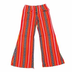 Colorful hand made 1970s extreme flare pants either fun bright pattern
